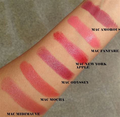 Mac Lipstick Swatches Mac Lipstick Swatches Midimauve Mocha Odyssey New York Apple