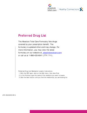 Fillable Online List Of Drugs Formulary Search Tool Fax Email Print