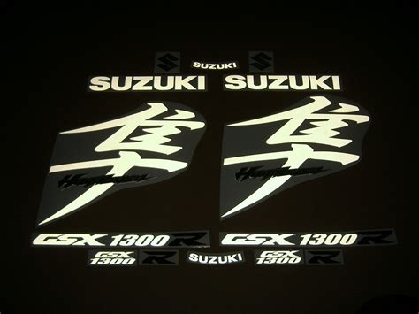 Suzuki Hayabusa Light Reflective White Kanji Logo Decals Set