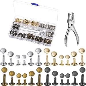 Amazon Uxcell 240 Sets Leather Rivets Kit 4 Colors 3 Sizes Metal