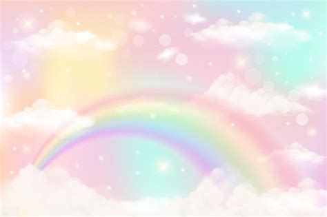 Premium Vector Holographic Rainbow Unicorn Background With Clouds