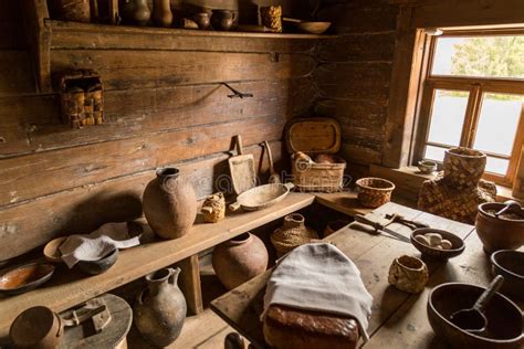 Old Times Farmhouse Interior of an Old Country House Stock Photo ...