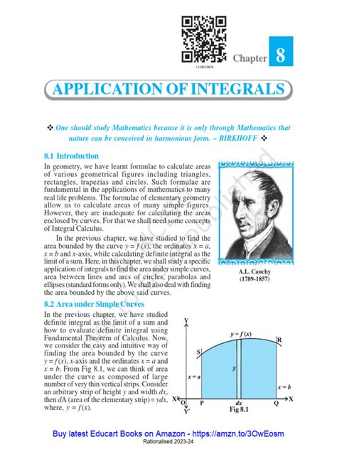 CH - 8 Application of Integrals | Download Free PDF | Integral | Calculus