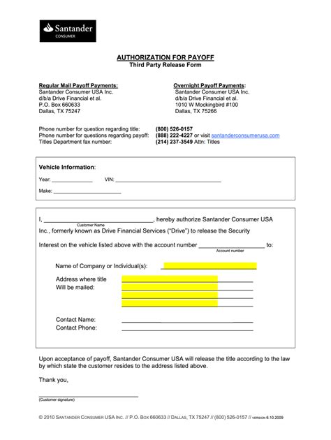 Payoff Authorization Form Fill Out Sign Online DocHub