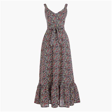 J Crew Printed Tiered Maxi Dress In Linen Cotton Lyst