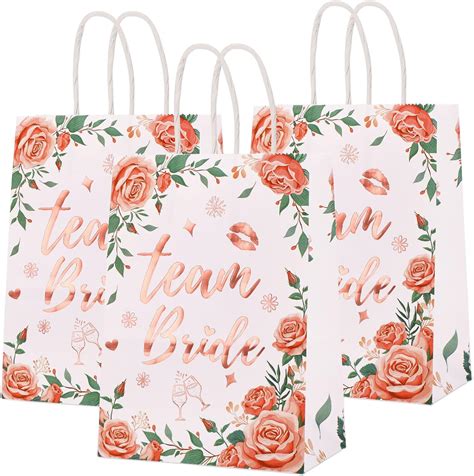 Howaf 12 Hen Party Bags Team Bride Bags Rose Gold Floral Hen Do Bags