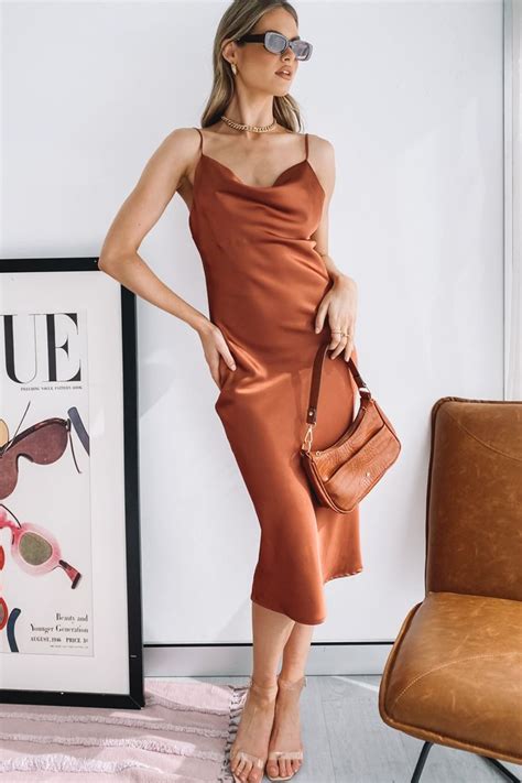 Schiffer Slip Midi Dress Copper Shopperboard