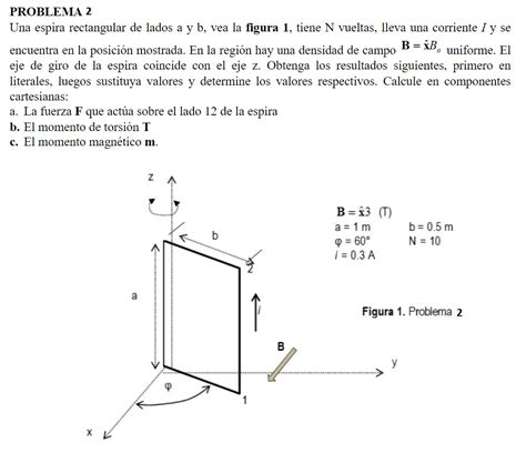 Solved PROBLEMA 2 Una Espira Rectangular De Lados A Y B Vea Chegg