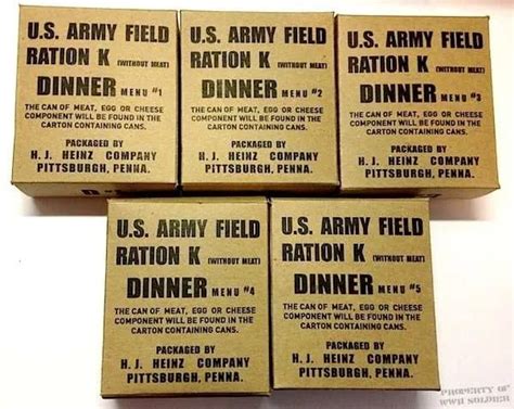 Us Army Field Ration K Without Meat Dinner Menu 1 5 Wwii Soldier