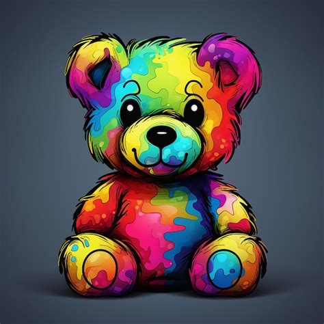 Premium Photo Abstract Soft Toy Teddy Bear From Multicolored Paints