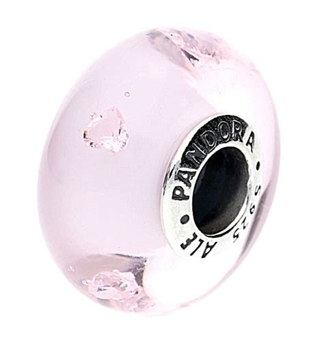 Authentic Pandora Pink Hearts Charm Murano Glass Pink Cz Pcz