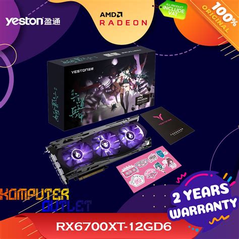 Jual VGA YESTON RADEON RX 6700 XT 12GB GDDR6 TRIPLE FAN RX6700XT