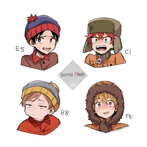 South Park Anime Avatars with Hats and Scarves