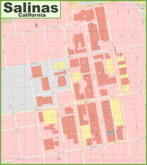 Detailed Map of Downtown Salinas - Ontheworldmap.com