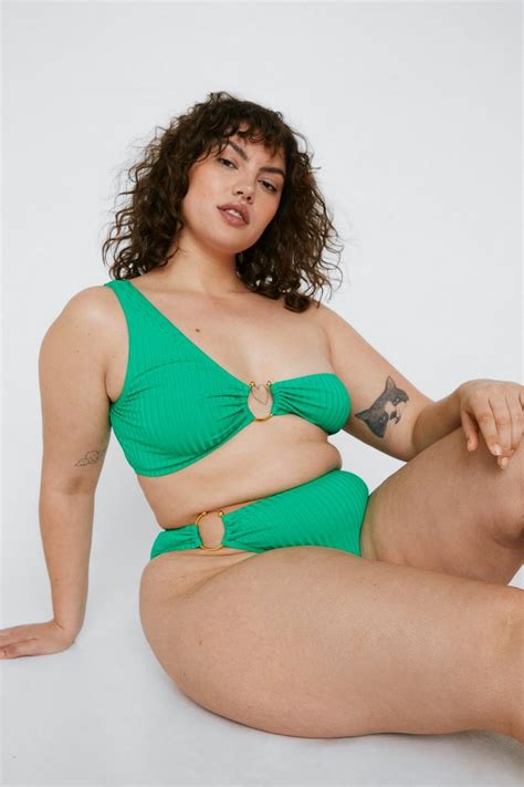 Plus Size Recycled Ribbed Bikini Bottoms