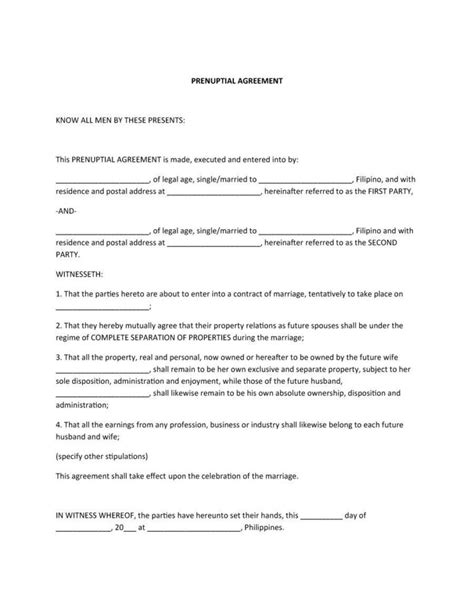 30 Free Prenuptial Agreement Templates Office Templates