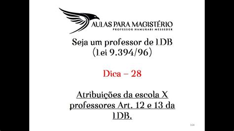 LDB DICA 28 SEJA UM PROFESSOR DE LEGISLAÇÃO EDUCACIONAL Art 12 e