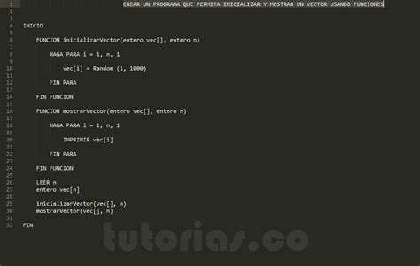 Funciones Pseudocodigo Funcion Inicializar Mostrar Vector