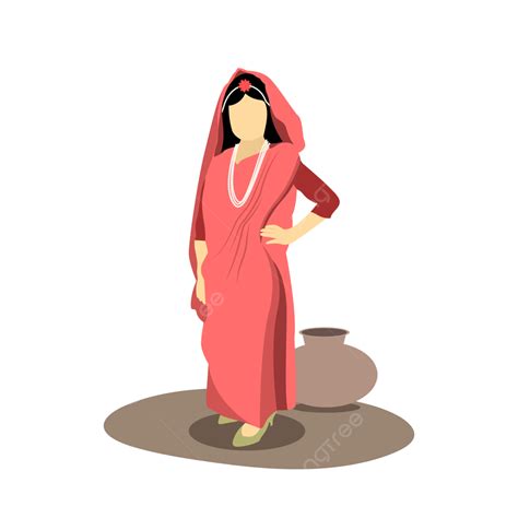 Cute Girl With Sari Vector Flat Character Sari Women Png And Vector