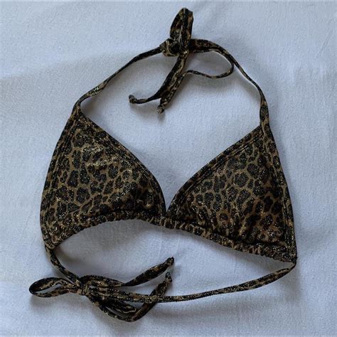 Iridescent Leopard Print Bikini Top Ties In Back Depop