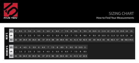 Size Chart Five Ten Shop Emergencydentistry