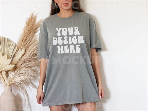 Comfort Colors Mockup C1717 Grey Shirt Comfort Colors Grey Etsy