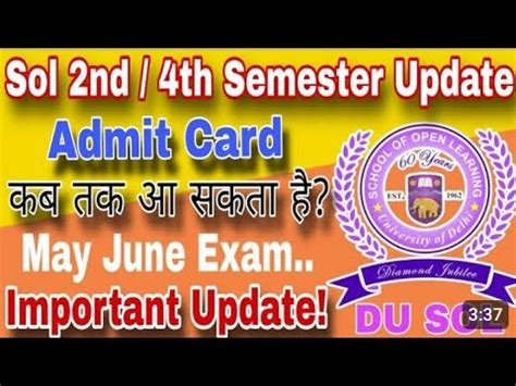 Du Sol 2nd 4th 6th Semester Admit Card Released Sol Admit Card