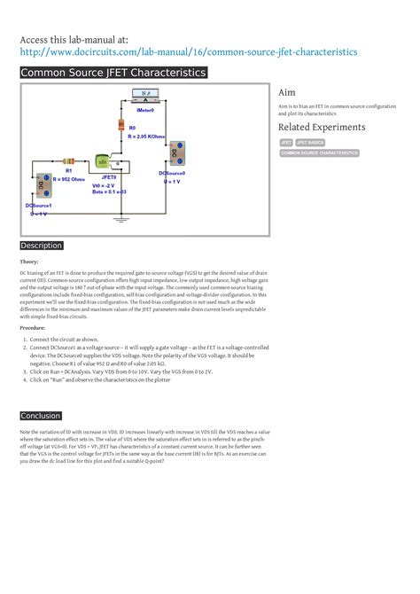 Common Source Characteristics Jfet Pdf