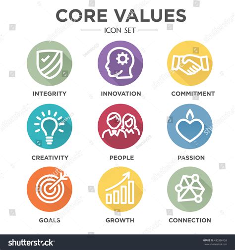 Company Core Values Outline Icons Websites Stock Vector Royalty Free