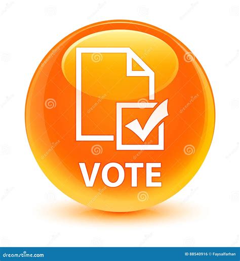 Vote Survey Icon Glassy Orange Round Button Stock Illustration