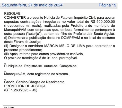 Prefeito De Manaquiri Vira Alvo Do Mpam Por Suspeita De Nepotismo