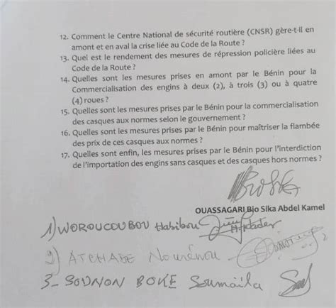 Bénin Les Démocrates adressent également des questions au gouvernement