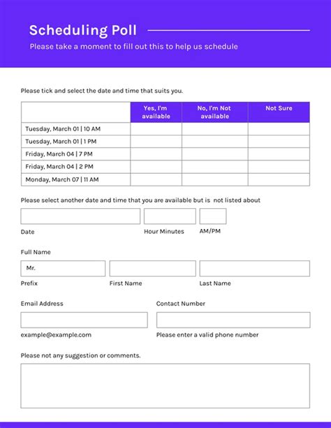 AM PM Scheduling Poll Voting Form Template Venngage