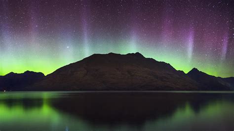 Cecil Peak Wallpaper 4K, New Zealand, Aurora Borealis