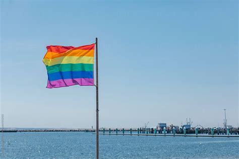 Gay Pride Flag Flying In Provincetown Cape Cod By Stocksy Contributor