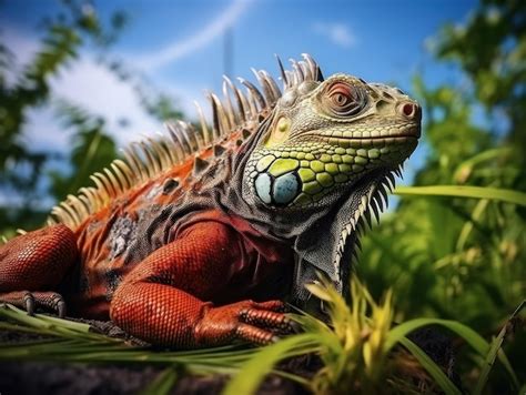 Premium AI Image | Iguana in its Natural Habitat Wildlife Photography Generative AI