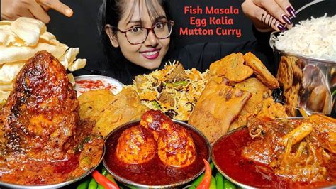 Eating Fish Masala Egg Kalia Mutton Curry Mutton Biryani Big Bites