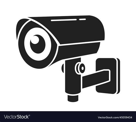 Cctv Camera Isolated Monochrome Icon On White Vector Image