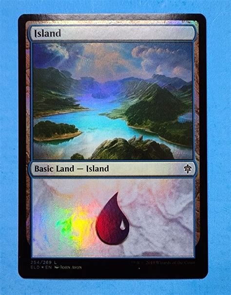 1x Island Basic Land Throne Of Eldraine 2019 Mtg Magic Card Blue Mana Foil 254 Ebay