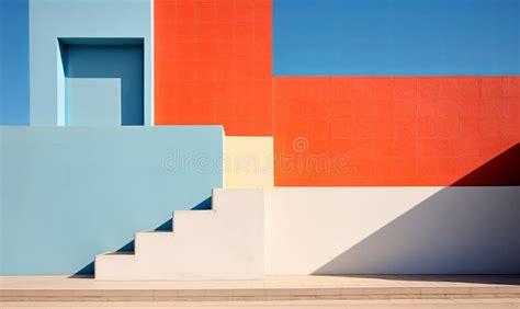 Minimalist Vivid Colour Outdoor Stairs Abstract Steps Background Stock