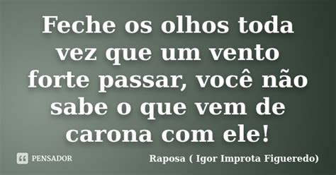 Feche Os Olhos Toda Vez Que Um Vento Raposa Igor Improta Pensador