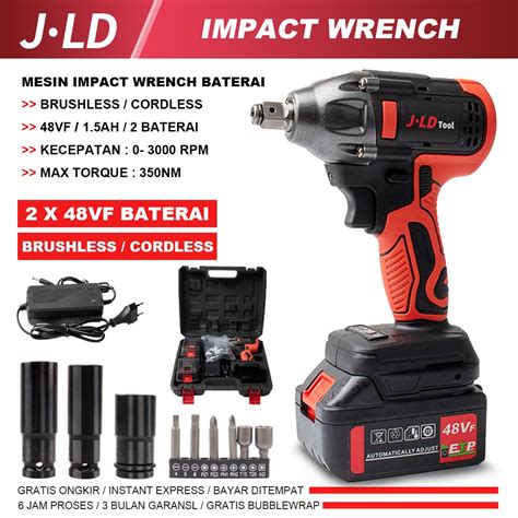 Jual Jld Mm Cordless Impact Wrench Brushless N M Impact Baterai