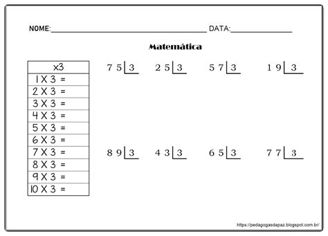 Atividade De Divisao Para O 3 Ano