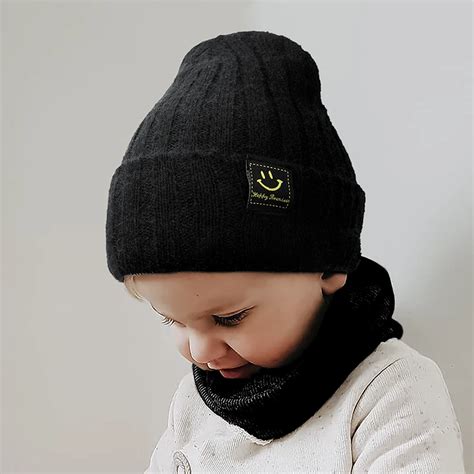 Gorro De Malha Monocrom Tica Para Beb Rec M Nascido Chap U Quente Prova