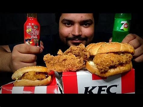 Asmr Mukbang Kfc Fried Chicken Mighty Zinger Burger With Extremely