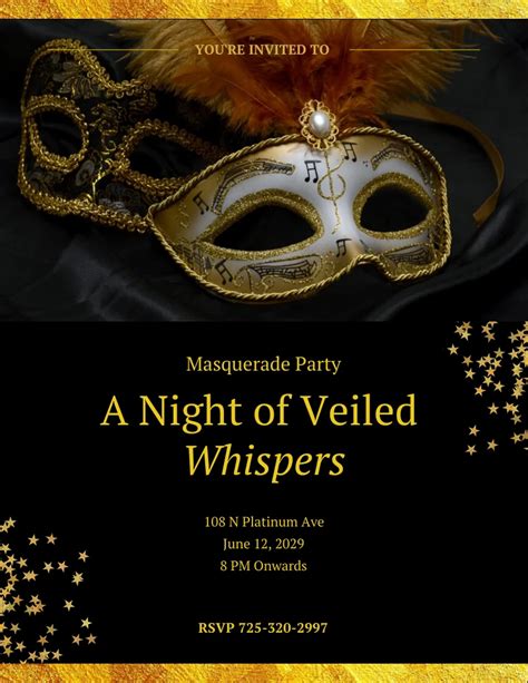 Dark Gold Masquerade Invitation Venngage