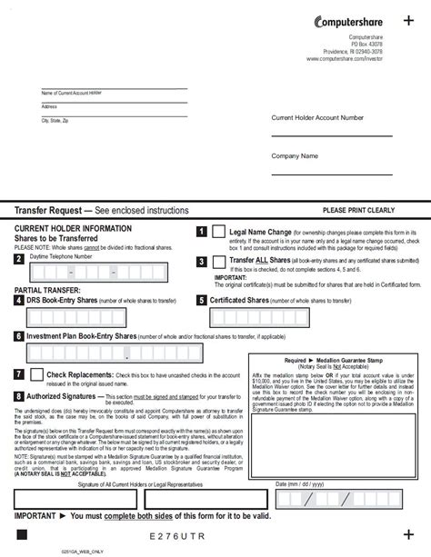 Computershare Printable Forms