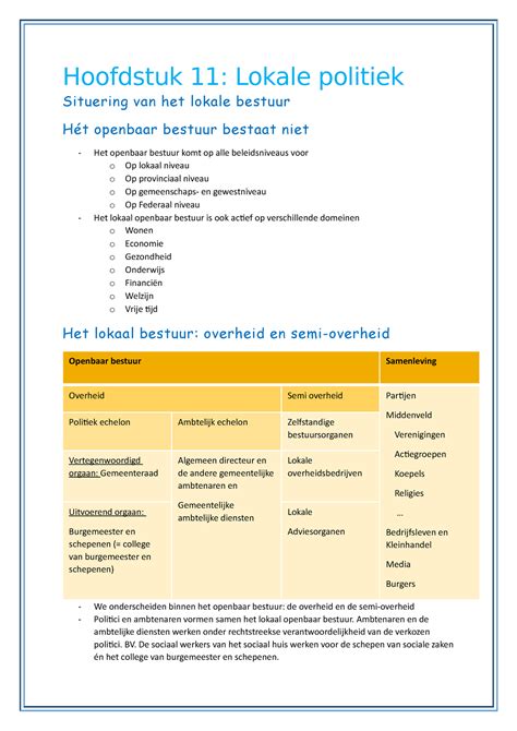 Politiek En Beleid Verkennen Hoofdstuk Hoofdstuk Lokale
