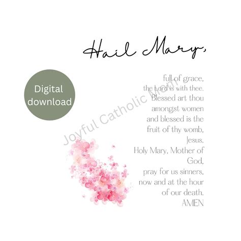 Hail Mary Prayer Print, Hail Mary Printable, Scripture Wall Art ...