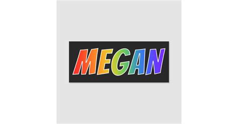 First Name Megan Fun Rainbow Colouring Name Tag Zazzle